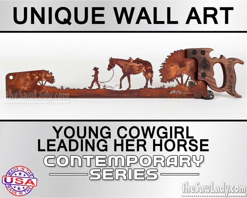Horse Lover Out for a Walk Western Metal Art Made to Order for Cowboys image 4