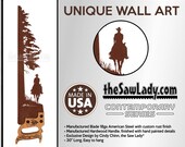 Riding a Horse by a Tree - Cowboy Metal Saw Wall Art Gift for Western Art Lovers - Made to Order