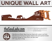 At the Cabin Metal Art design - Metal Saw Wall Art Gift for Nature Lovers, Rustic Wildlife Designs