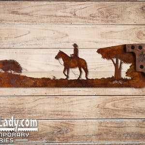 Cowboy or Cowgirl Riding Horses Wall Decor, Garden Art, Metal Art image 4