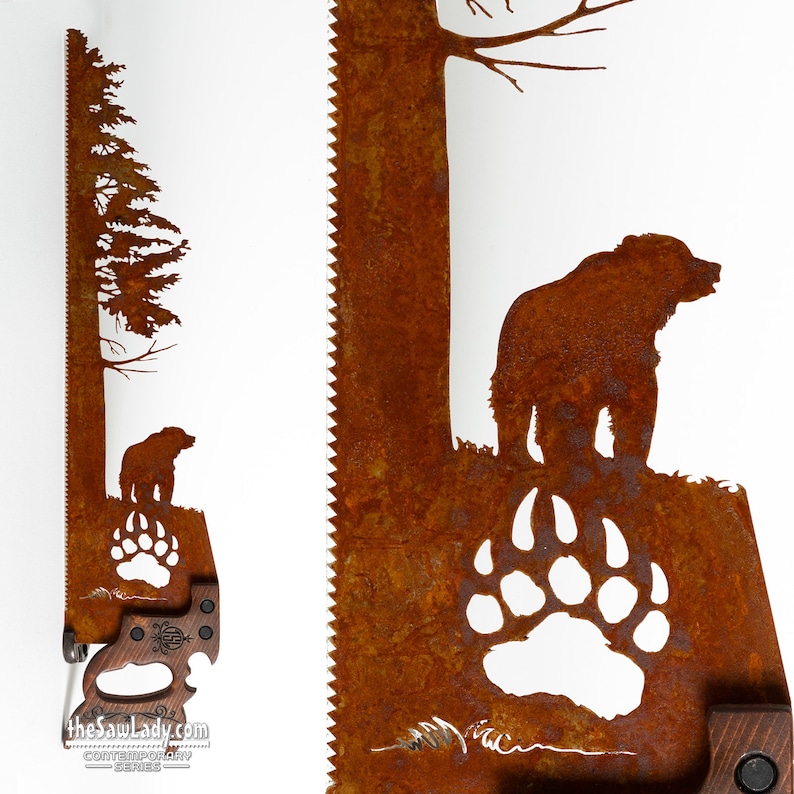 Bear Paw Metal Saw Wall Art Gift for Wildlife Lovers Etsy