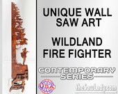Fire Fighter Next to a Tree - Metal Saw Wall Art Gift for Heroes - Made to Order