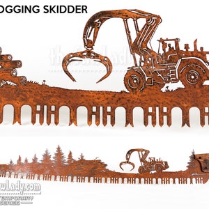 5' / 60 Logging Scene with Skidder, Lumber and tres Metal Saw Wall Art Gift for Loggers, Lumberjacks and Forestry Workers 画像 2