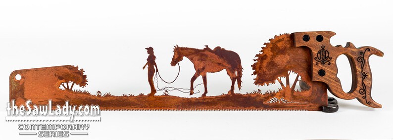 Horse Lover Out for a Walk Western Metal Art Made to Order for Cowboys image 7