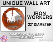 Linemen Working on Tower with Helicopter - 22" Diameter Metal Saw Wall Art Gift for Line Workers