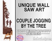 Joggers Next to a Tree - Metal Saw Wall Art Gift for Nature Lovers - Made to Order for Runners!