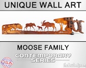 Moose Family in the Forest - Metal Saw Wall Art Gift for Nature Lovers - Made to Order