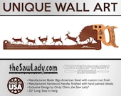 Deer Herd Running - Metal Saw Wall Art Gift for Nature Art Lovers Rustic Wildlife Decor