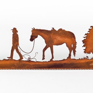 Horse Lover Out for a Walk Western Metal Art Made to Order for Cowboys image 6