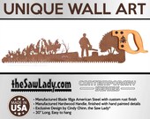 Lumberjack with fallen Tree - Metal Saw Wall Art Gift for Loggers and Arborists