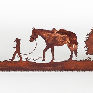 Horse Lover Out for a Walk Western Metal Art Made to Order for Cowboys image 9