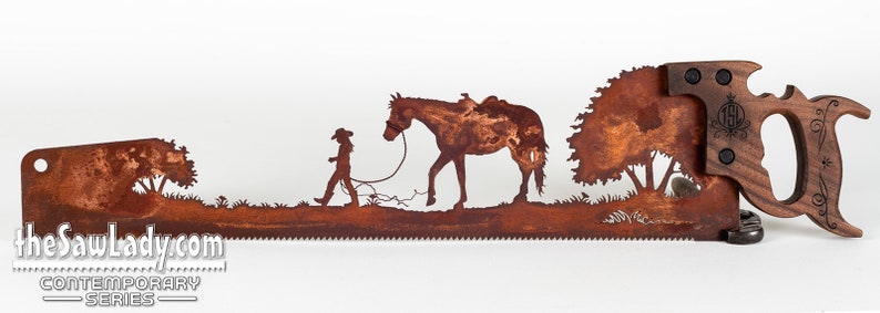 Horse Lover Out for a Walk Western Metal Art Made to Order for Cowboys image 9