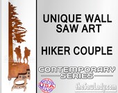 Hikers Next to a Tree (man or woman or couple) - Metal Saw Wall Art Gift for Nature Lovers and Hikers!