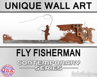Fly Fisherman- Metal Saw Wall Art Gift for Fishermen - Made to Order