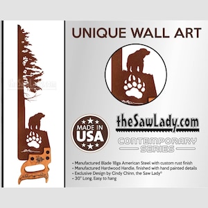 Bear Paw - Metal Saw Wall Art Gift for Wildlife Lovers, Rustic- Nature Lover Gift for the Cabin