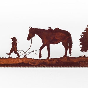 Horse Lover Out for a Walk Western Metal Art Made to Order for Cowboys image 8