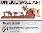 Camel Caravan Metal Wall Art with Arabic Theme