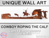 Cowboy Roping Calf-Pony-Steer - Metal Saw Wall Art Gift for Western Art Lovers - Made to Order