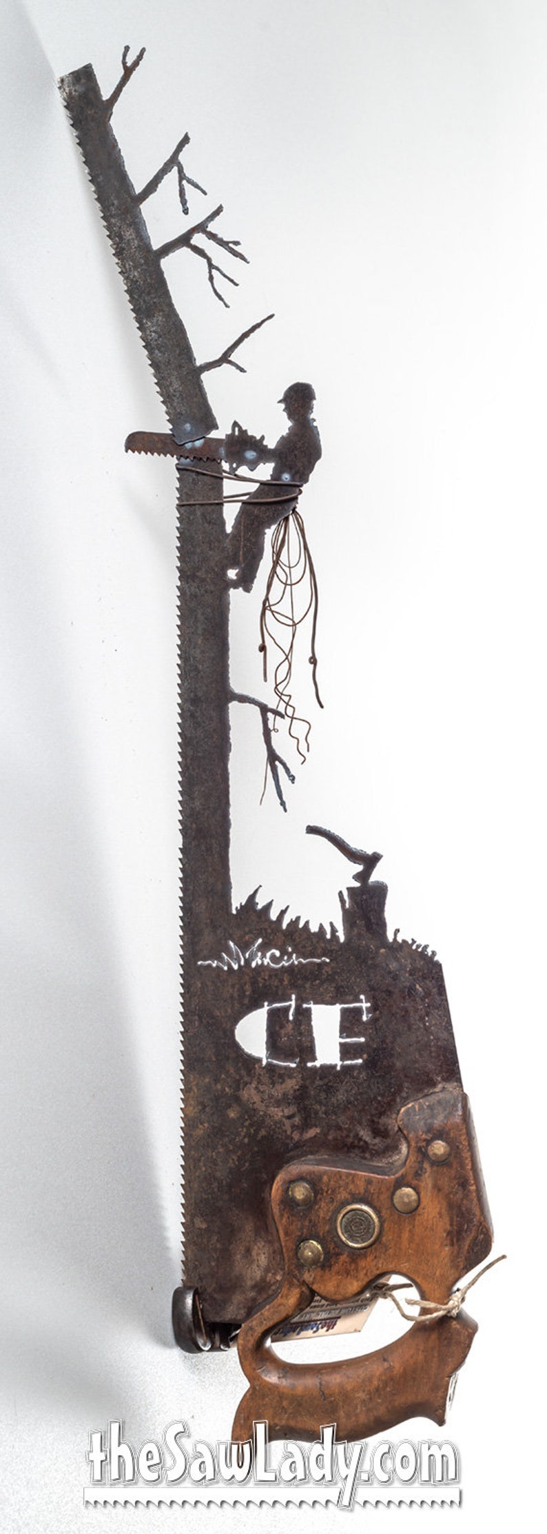 Logging Themed Metal Art Rustic Plasma Cut Tree Topper up a Etsy