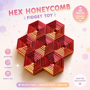 Honeycomb Hex Fidget Toy – Rainbow Silk PLA Sensory Desk Toy