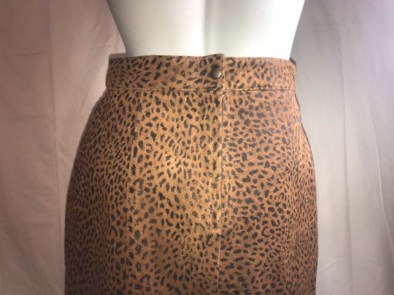 Leopard Print Verducci Leather Skirt - image 4