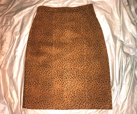 Leopard Print Verducci Leather Skirt - image 1