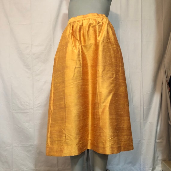 Mr. Blackwell Raw Silk Sunflower Yellow Skirt XS t