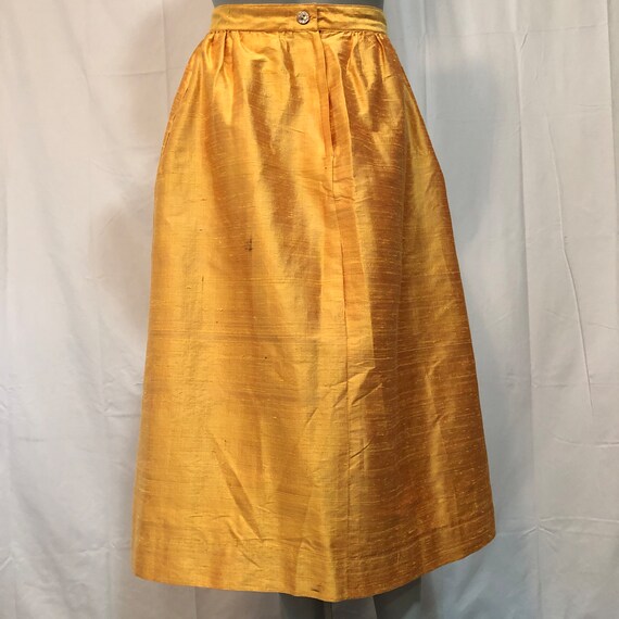 Mr. Blackwell Raw Silk Sunflower Yellow Skirt XS … - image 3