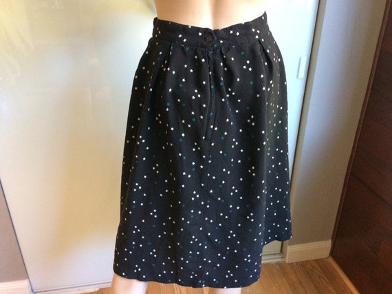 Y2K Black Full Skirt With White and Blue Green St… - image 3