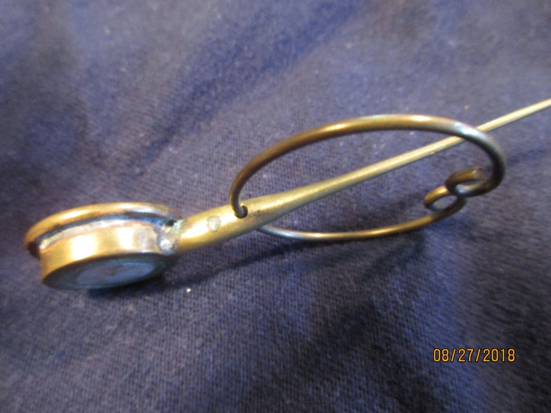 Beautiful Brass and Stone Stick Pin