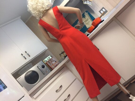 Versace Low Back Tomato Red Dress