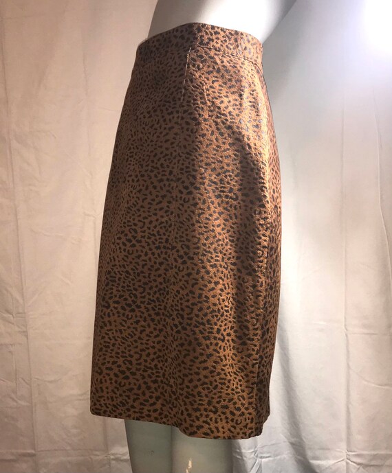 Leopard Print Verducci Leather Skirt - image 6