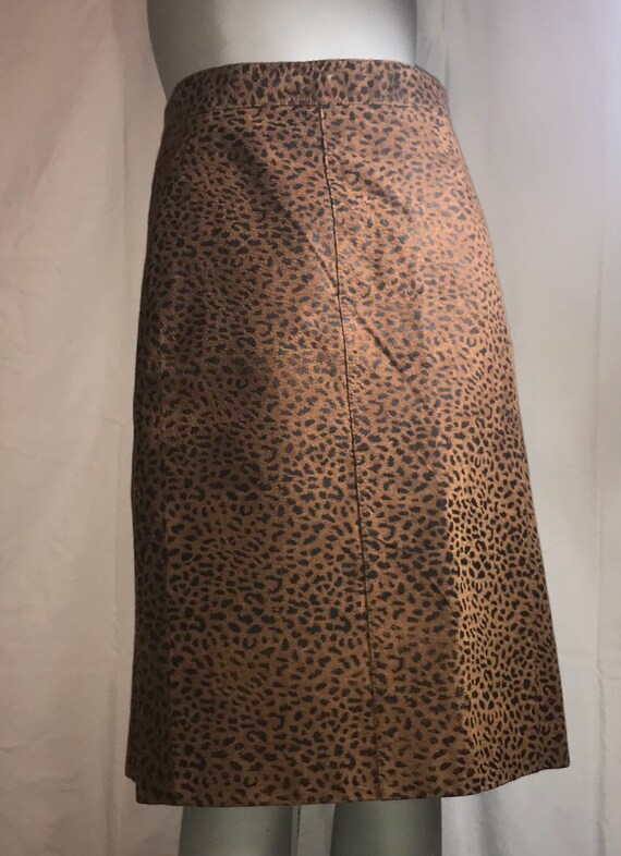 Leopard Print Verducci Leather Skirt - image 9