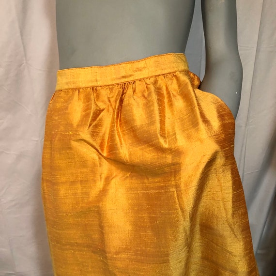 Mr. Blackwell Raw Silk Sunflower Yellow Skirt XS … - image 2