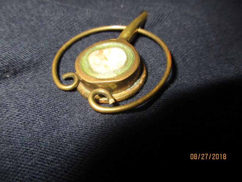 Beautiful Brass and Stone Stick Pin