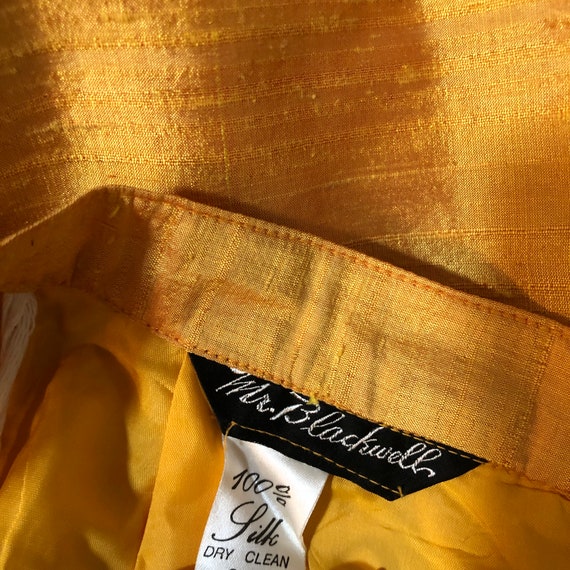 Mr. Blackwell Raw Silk Sunflower Yellow Skirt XS … - image 7
