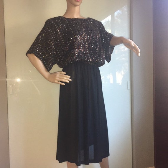 copper glitter dress