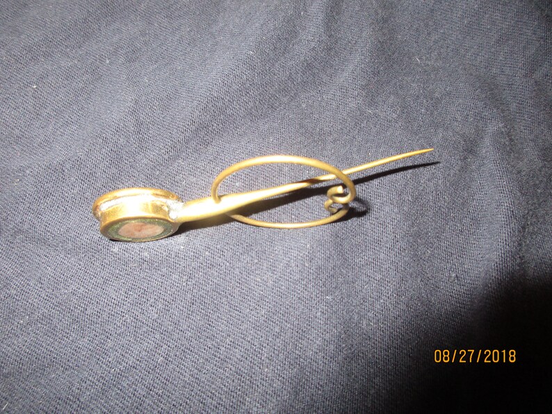 Beautiful Brass and Stone Stick Pin