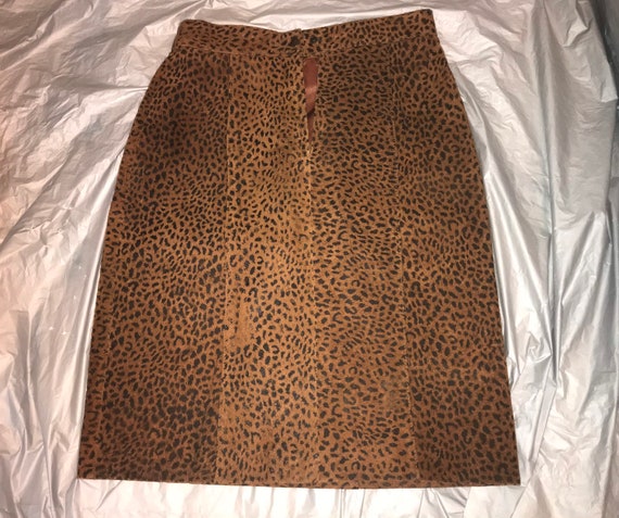 Leopard Print Verducci Leather Skirt - image 3