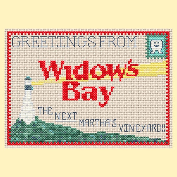 Widow's Bay Lighthouse Postcard-Style Cross Stitch (PDF Download)