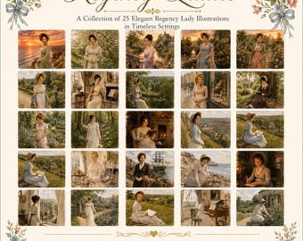 Regency Ladies – 25 Printable PNG Digital Downloads | Vintage Regency Woman Clipart | Jane Austen Inspired | Junk Journal | Scrapbooking