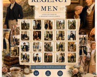 Regency Men – 25 Printable PNG Digital Downloads | Vintage Regency Gentlemen Clipart | Jane Austen Inspired | Junk Journal | Scrapbooking