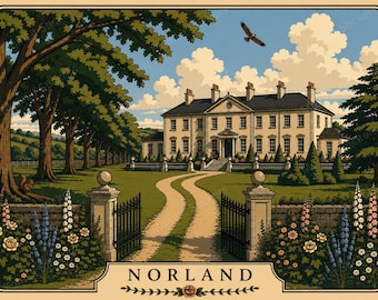 Norland Estate Print | Jane Austen Inspired Literary Wall Art | Digital Download | Regency Home Decor | Sense and Sensibility Gift