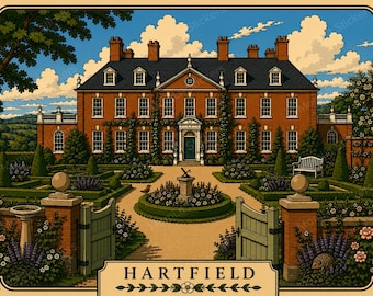 Hartfield Estate Print | Jane Austen Emma | Literary Wall Art | Instant Digital Download | Country House Printable | Cottagecore Decor