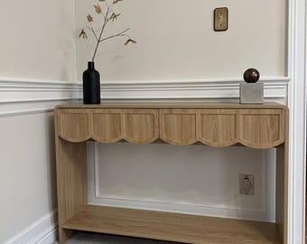 Mid-Century Modern Walnut Console Table with Drawers, Narrow Entryway Sofa Table