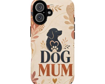 Dog Mum Tough Phone Case for iPhone 16, Matte Floral Pet Lover Gift