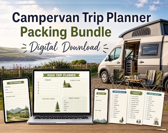 Campervan Trip Planner and Packing Checklist Printable Vanlife Travel Organiser