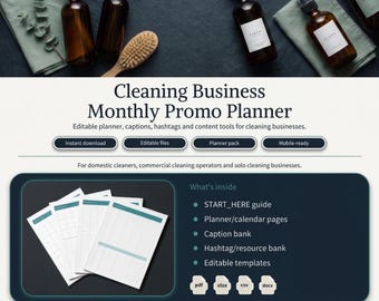 Cleaning Business Monthly Promo Planner | Editable Content Calendar (Digital Download)