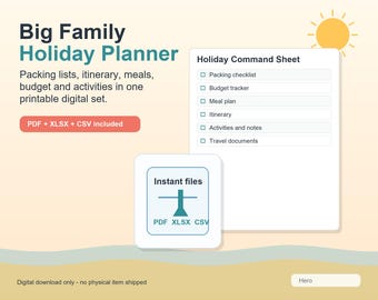 Big Family Holiday Planner Digital Download Packing Checklist