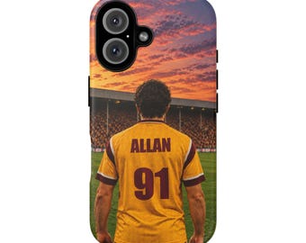 ALLAN91 Amber & Claret iPhone 16 Tough Case, Matte Football Gift